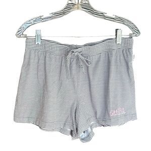 Rae Dunn Pajama Shorts Pattern "Grateful" Loungewear Bottoms Gray White Medium